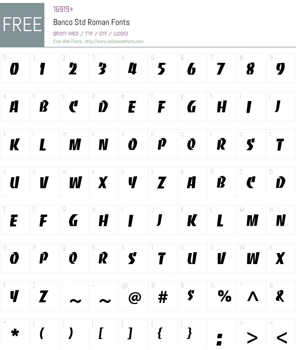 Banco Std Font Screenshots