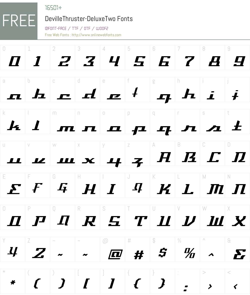 DevilleThruster Font Screenshots