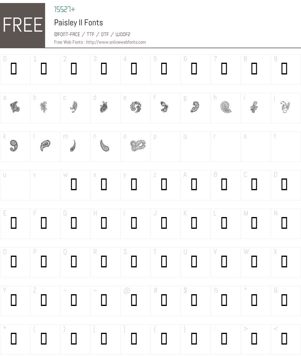 Paisley II Font Screenshots