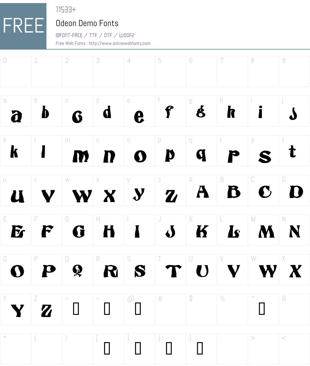 Odeon Demo Font Screenshots