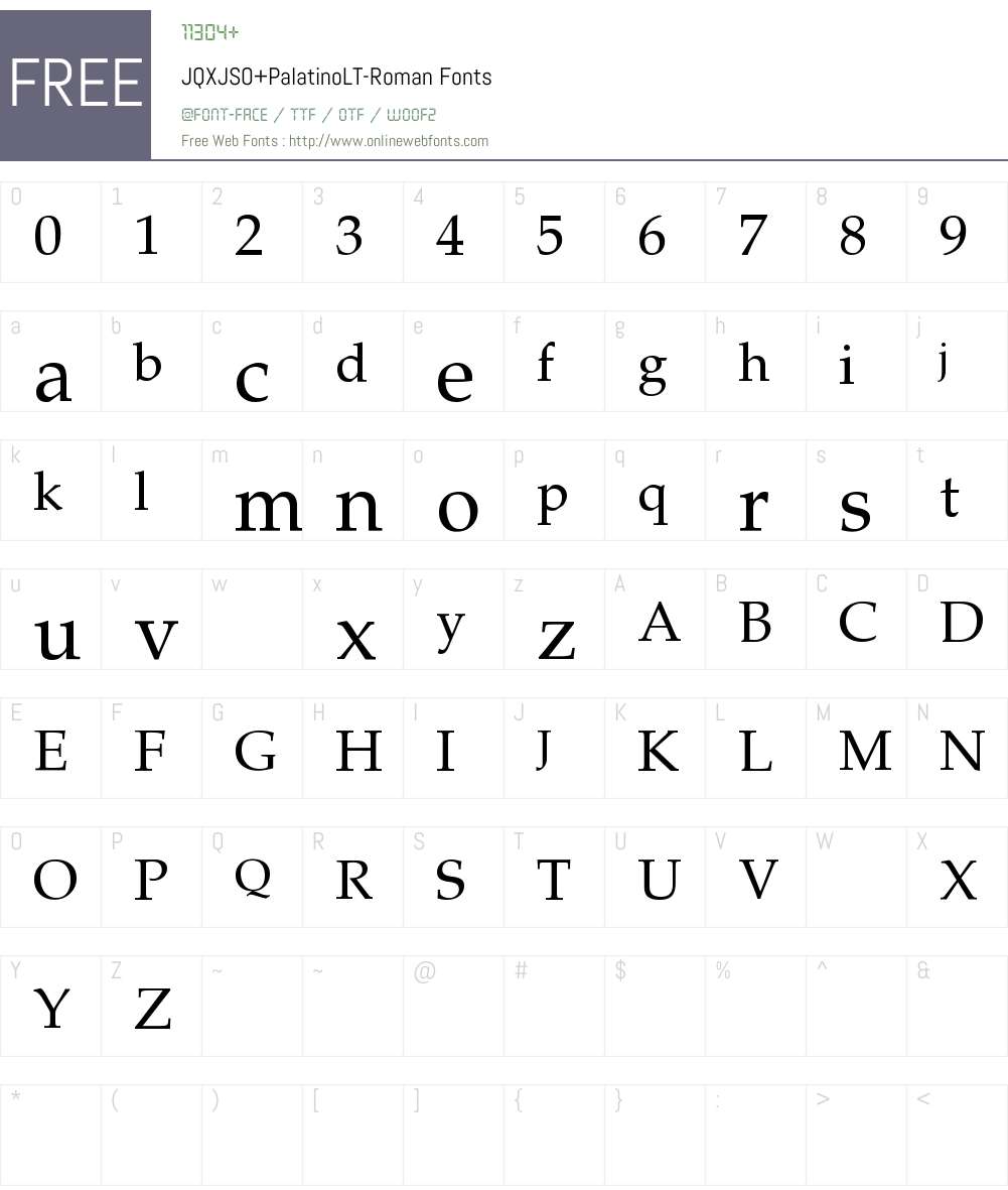 JQXJSO+PalatinoLT-Roman Font Screenshots