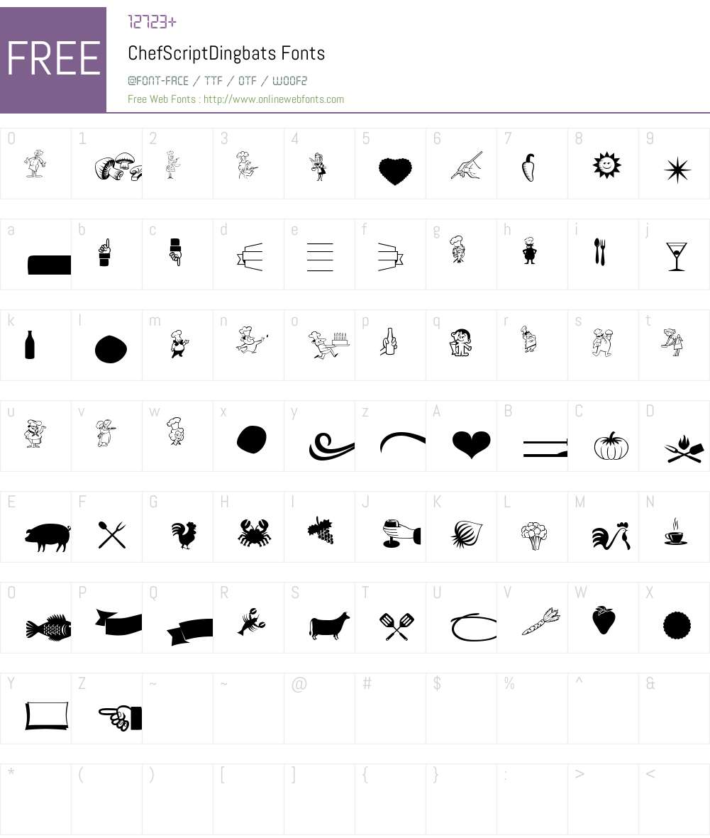 ChefScript Dingbats Font Screenshots