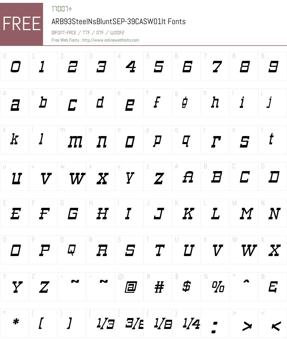 ARB93SteelNsBluntSEP-39CASW01-It Font Screenshots