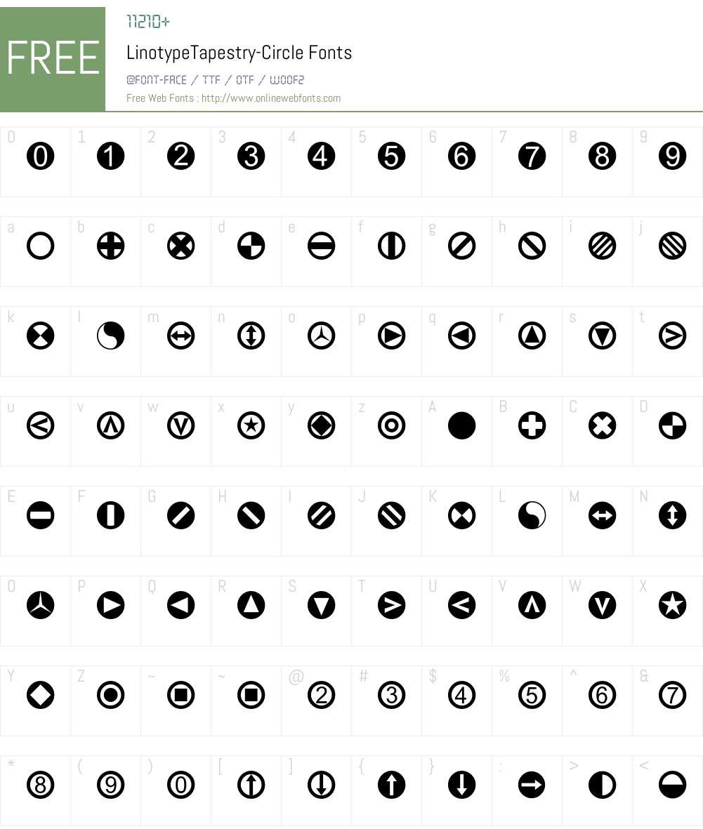 LinotypeTapestry-Circle Font Screenshots
