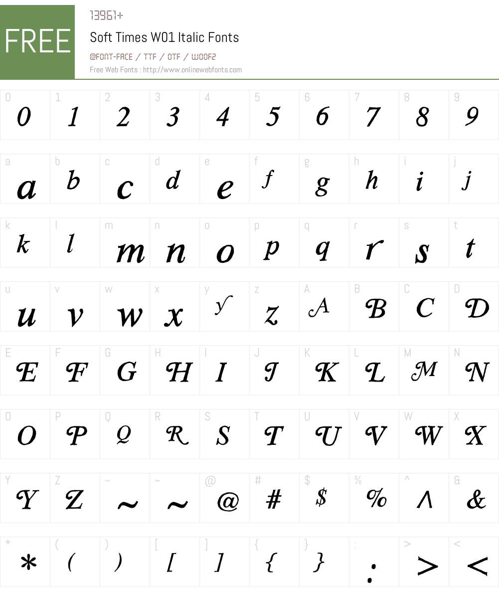 SoftTimesW01-Italic Font Screenshots