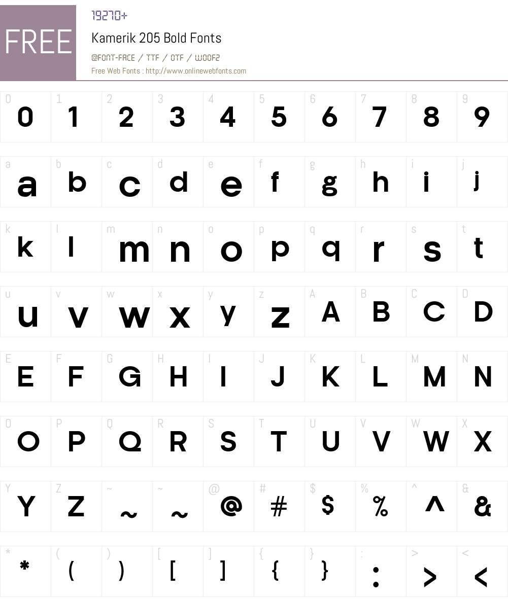Kamerik 205 Font Screenshots