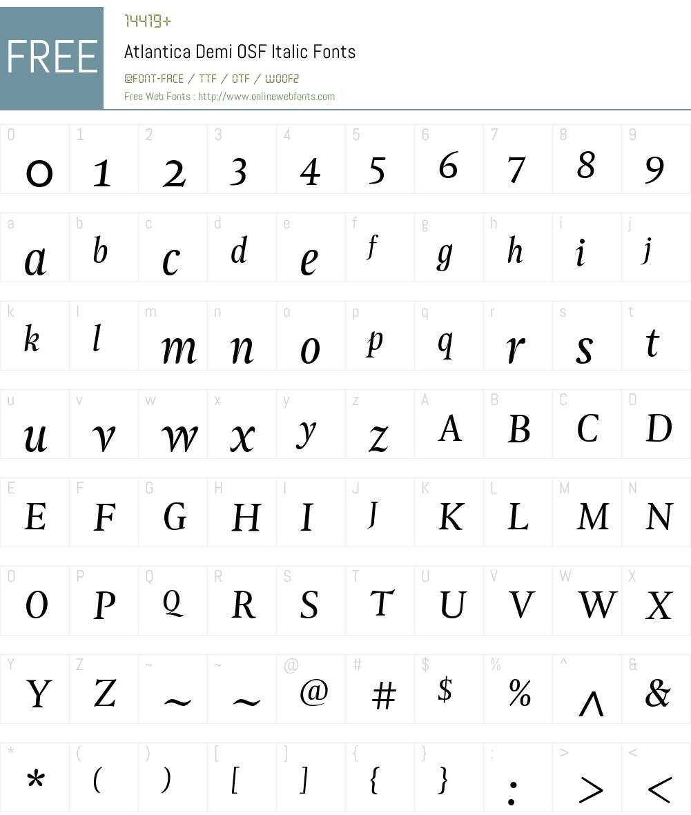 Atlantica Demi OSF Font Screenshots