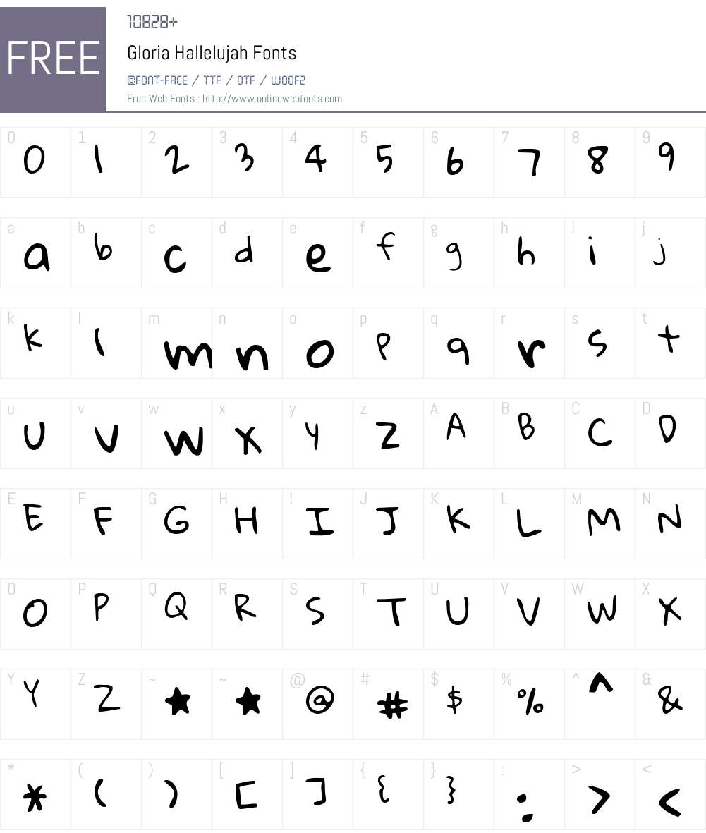 Gloria Hallelujah Font Screenshots