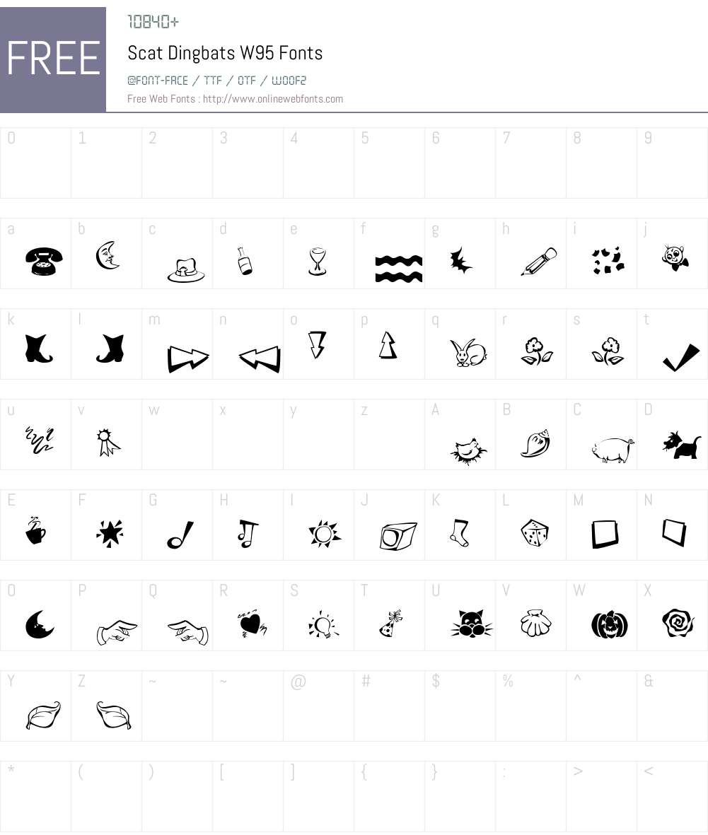 ScatDingbatsW95 Font Screenshots