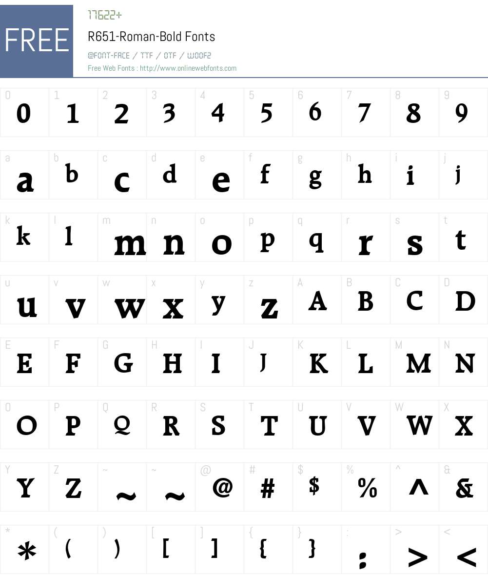 R651-Roman Font Screenshots
