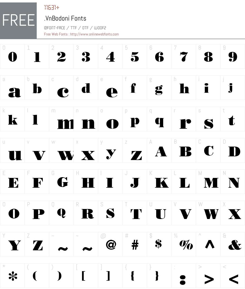 .VnBodoni Font Screenshots