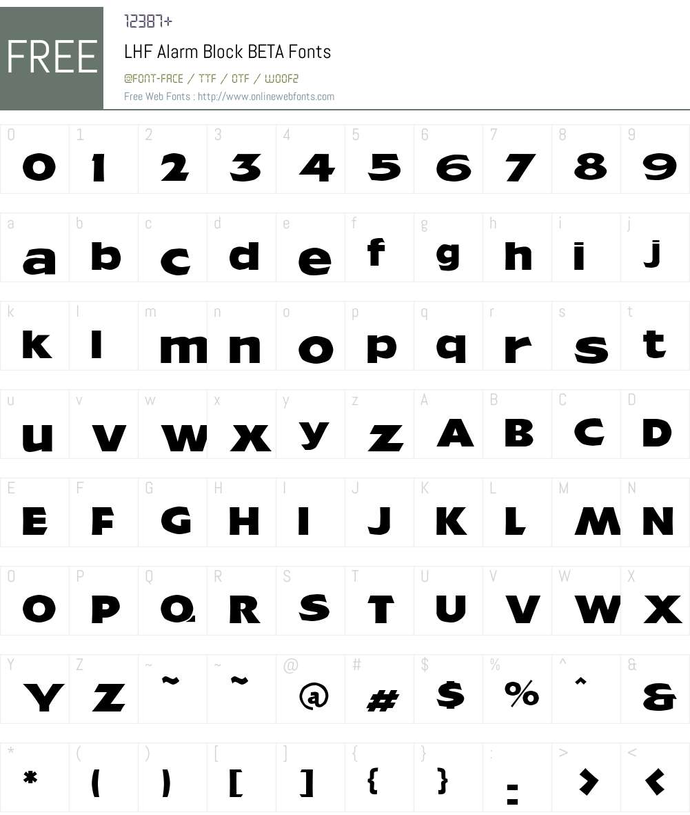 LHF Alarm Block BETA Font Screenshots