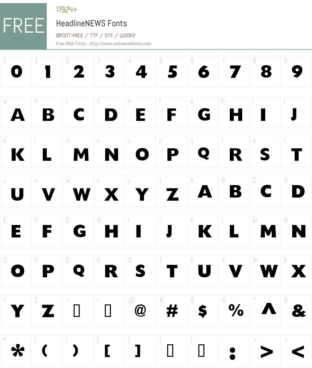HeadlineNEWS Font Screenshots