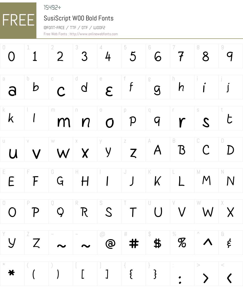 SusiScriptW00-Bold Font Screenshots