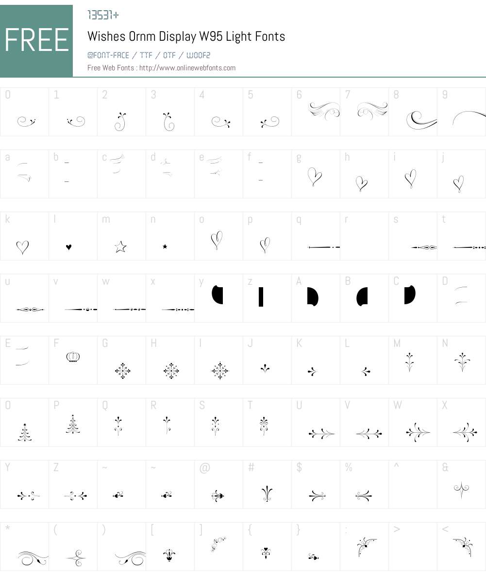 WishesOrnmDisplayW95-Light Font Screenshots