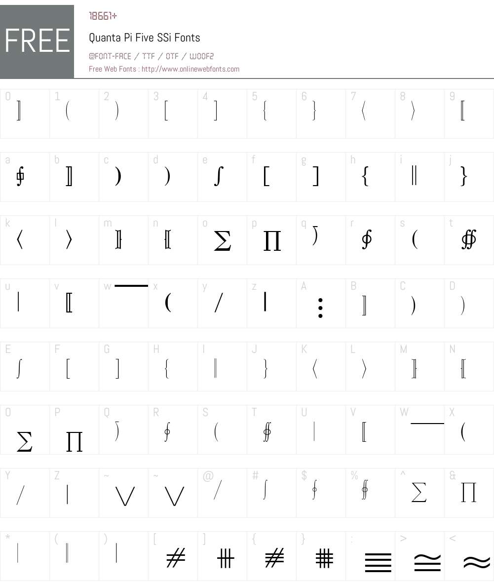 Quanta Pi Five SSi Font Screenshots