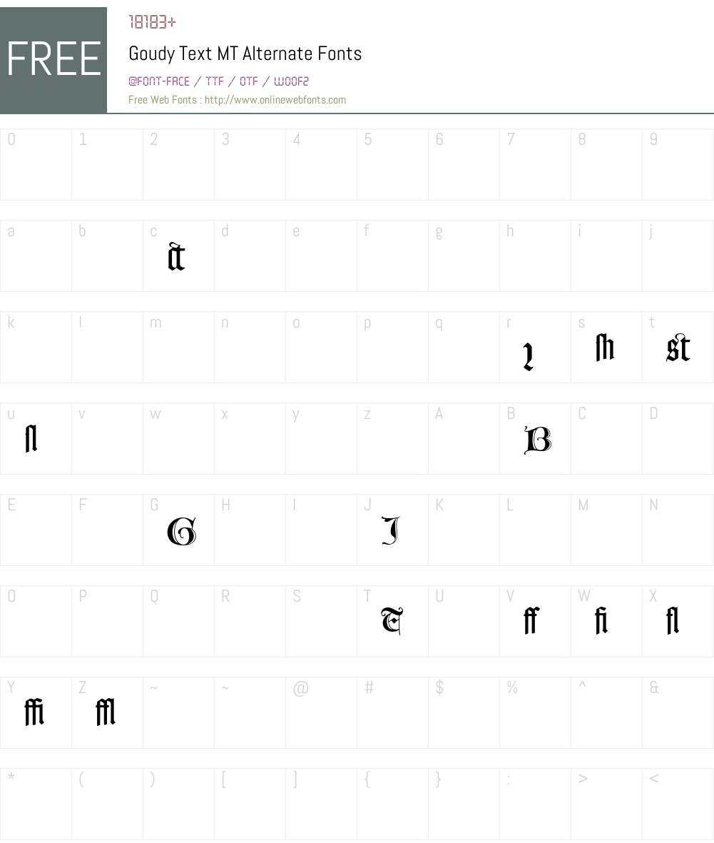 Goudy Text MT Font Screenshots