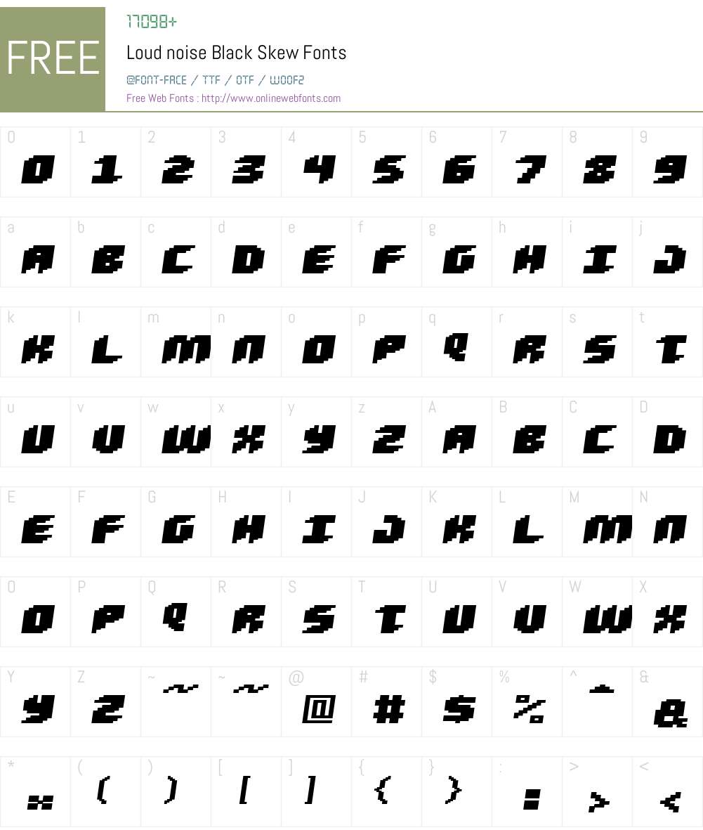 Loud noise Black Skew Font Screenshots