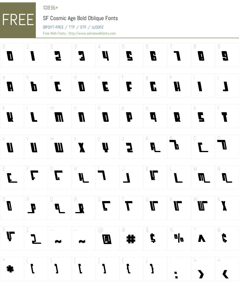 SF Cosmic Age Font Screenshots