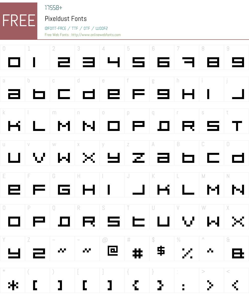 Pixeldust Font Screenshots