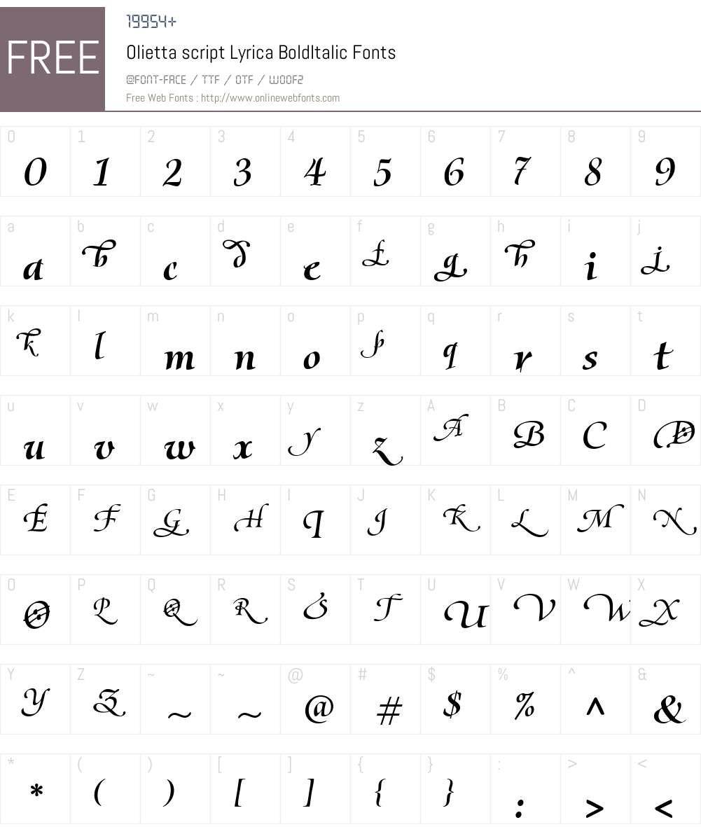 Olietta script Lyrica Font Screenshots