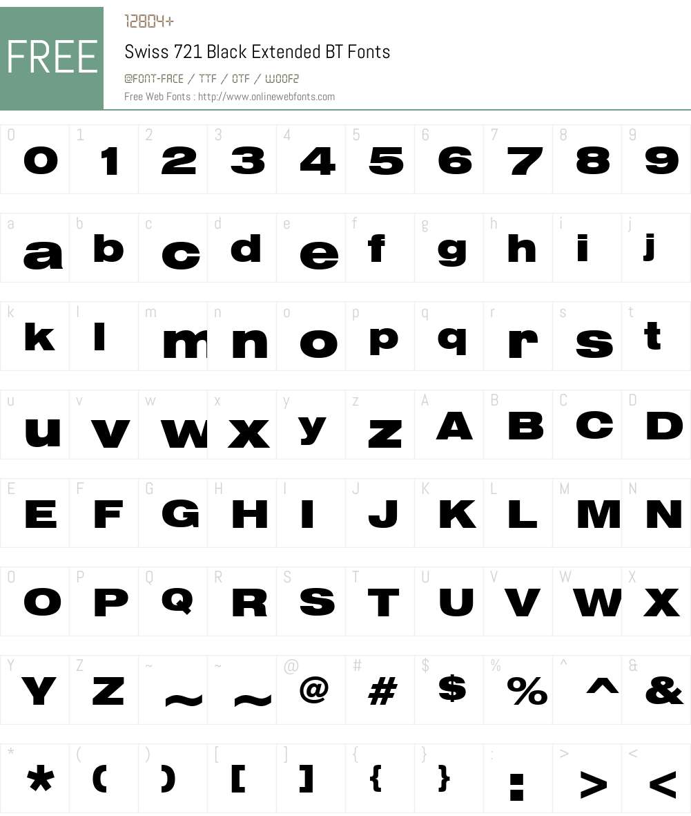 Swis721 BlkEx BT Font Screenshots