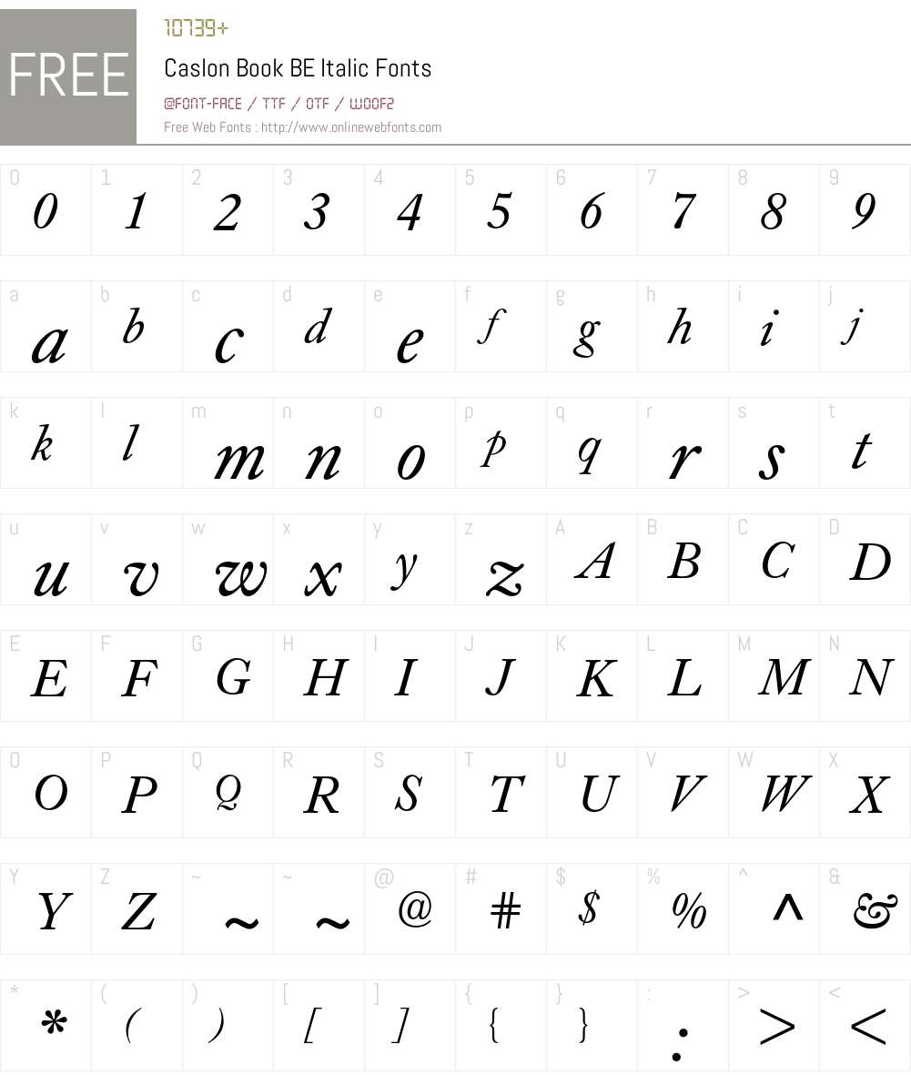 Caslon Book BE Font Screenshots