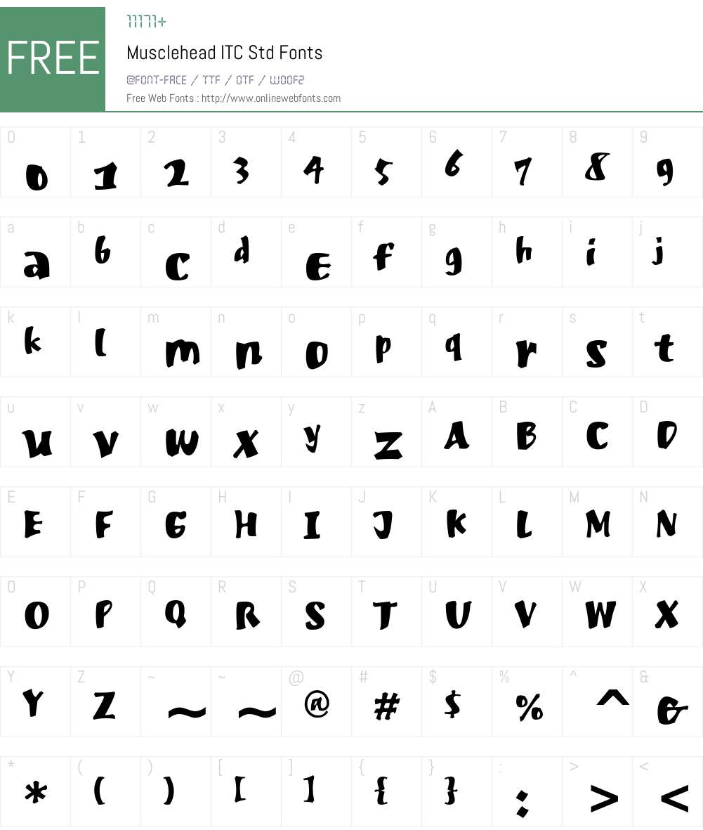 Musclehead ITC Std Font Screenshots