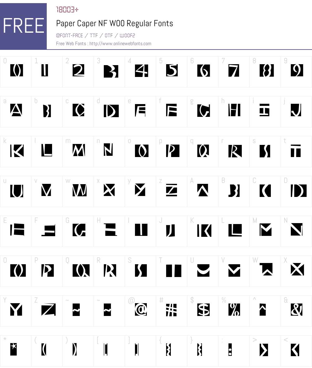 PaperCaperNFW00-Regular Font Screenshots