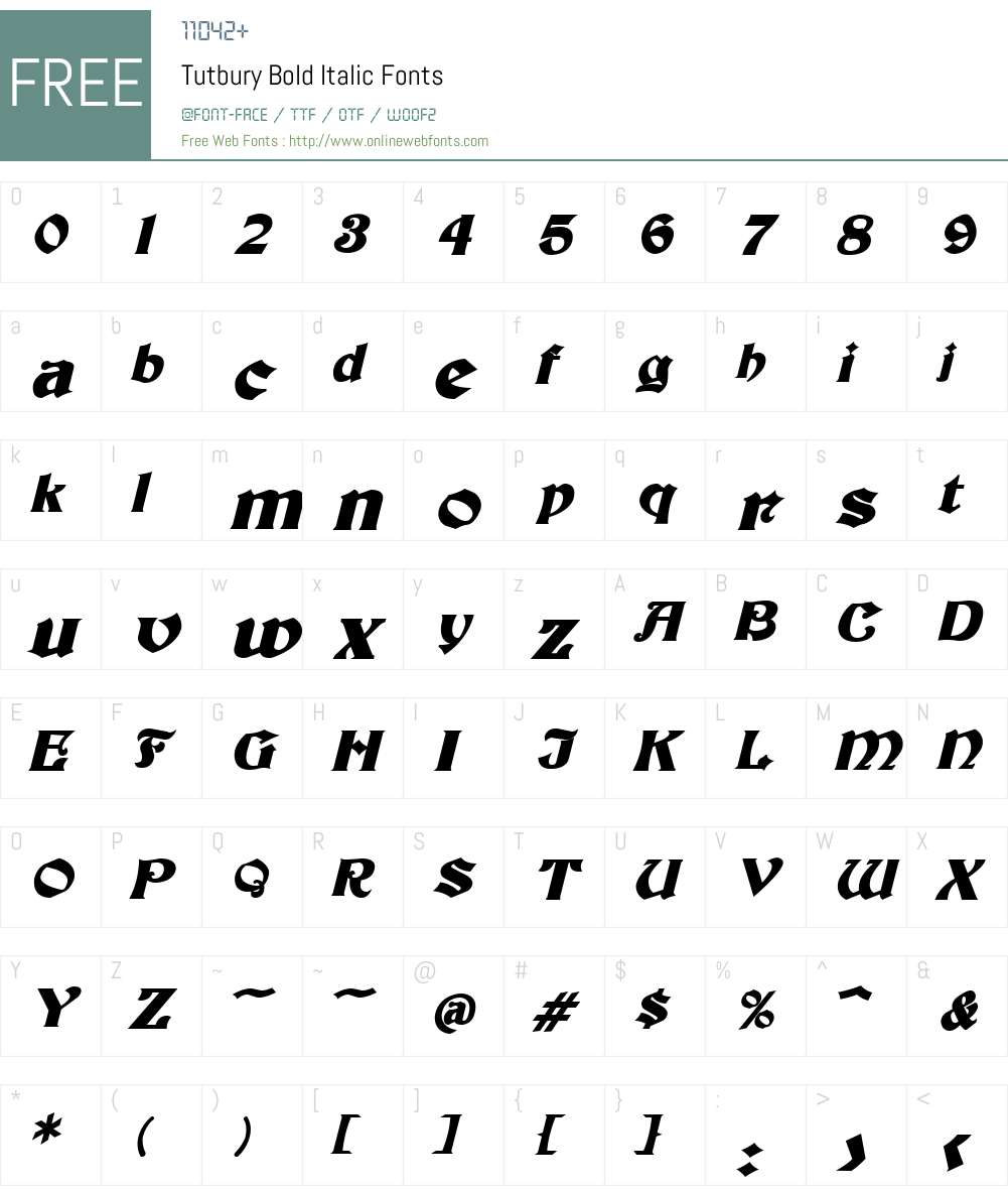 Tutbury Font Screenshots