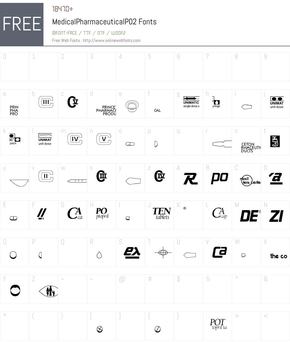 MedicalPharmaceutical Font Screenshots