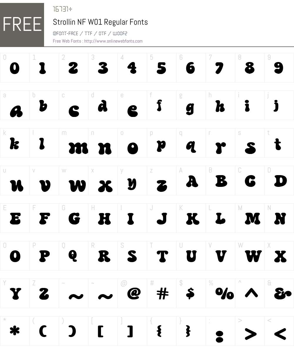 StrollinNFW01-Regular Font Screenshots