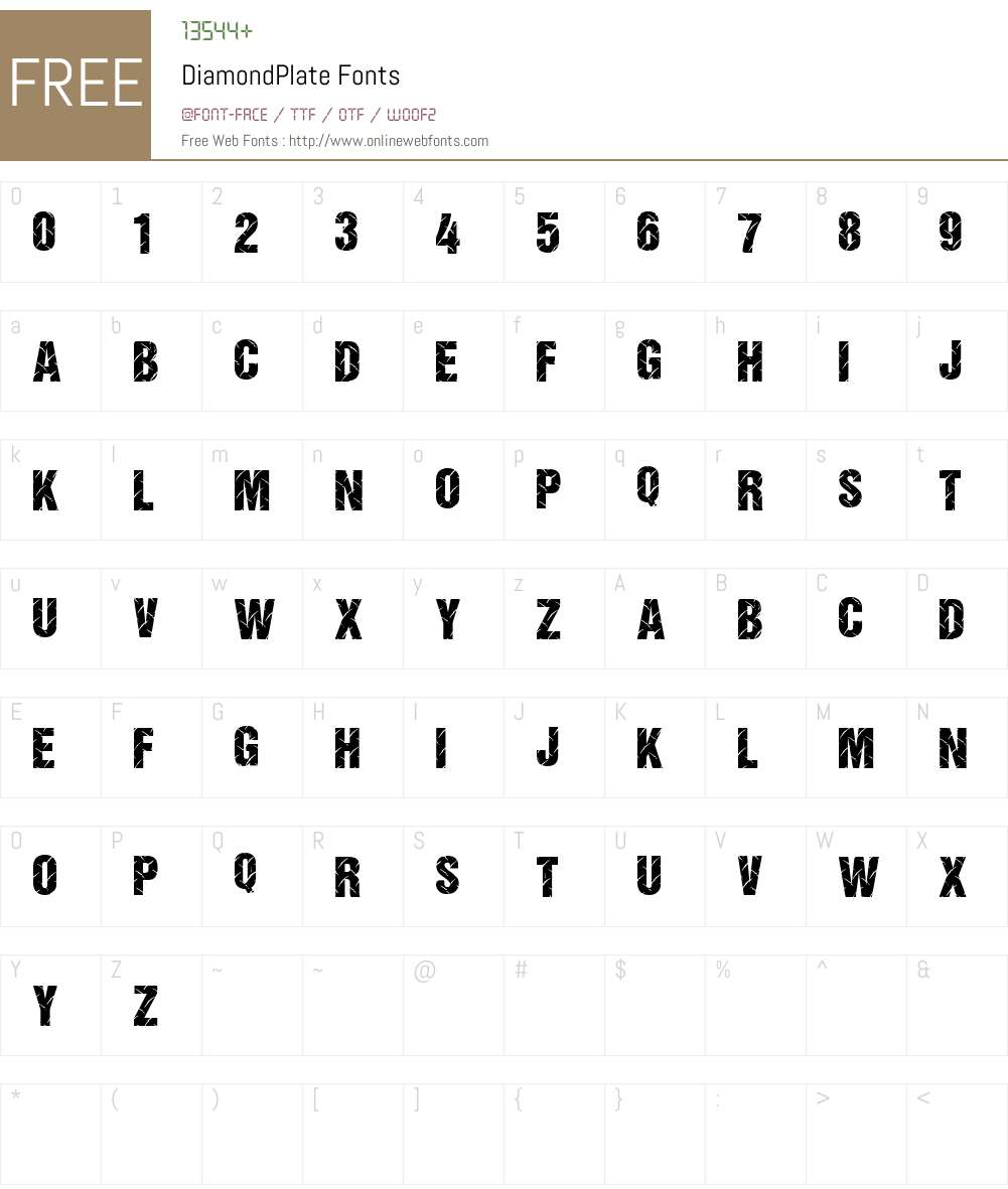 DiamondPlate Font Screenshots
