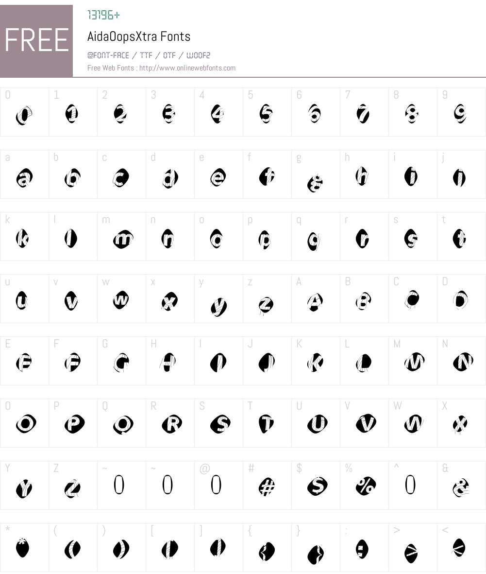 AidaOopsXtra Font Screenshots