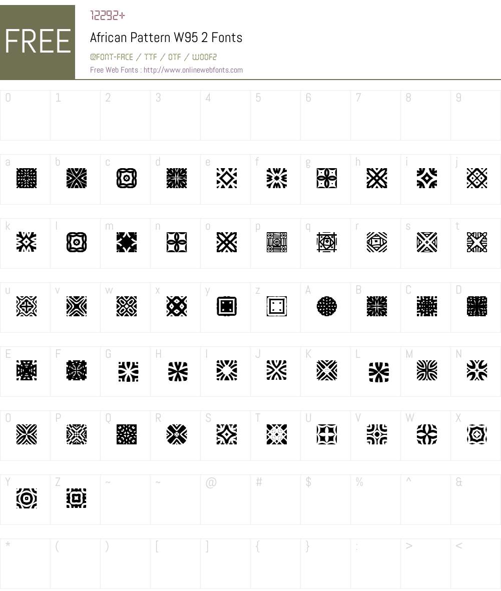 AfricanPatternW95-2 Font Screenshots