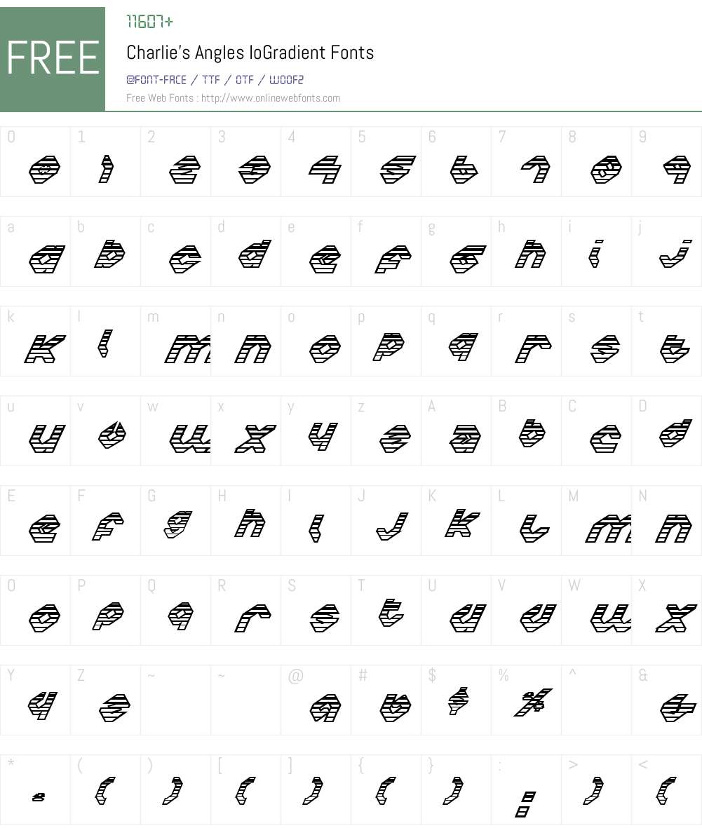 Charlie's Angles IoGradient Font Screenshots