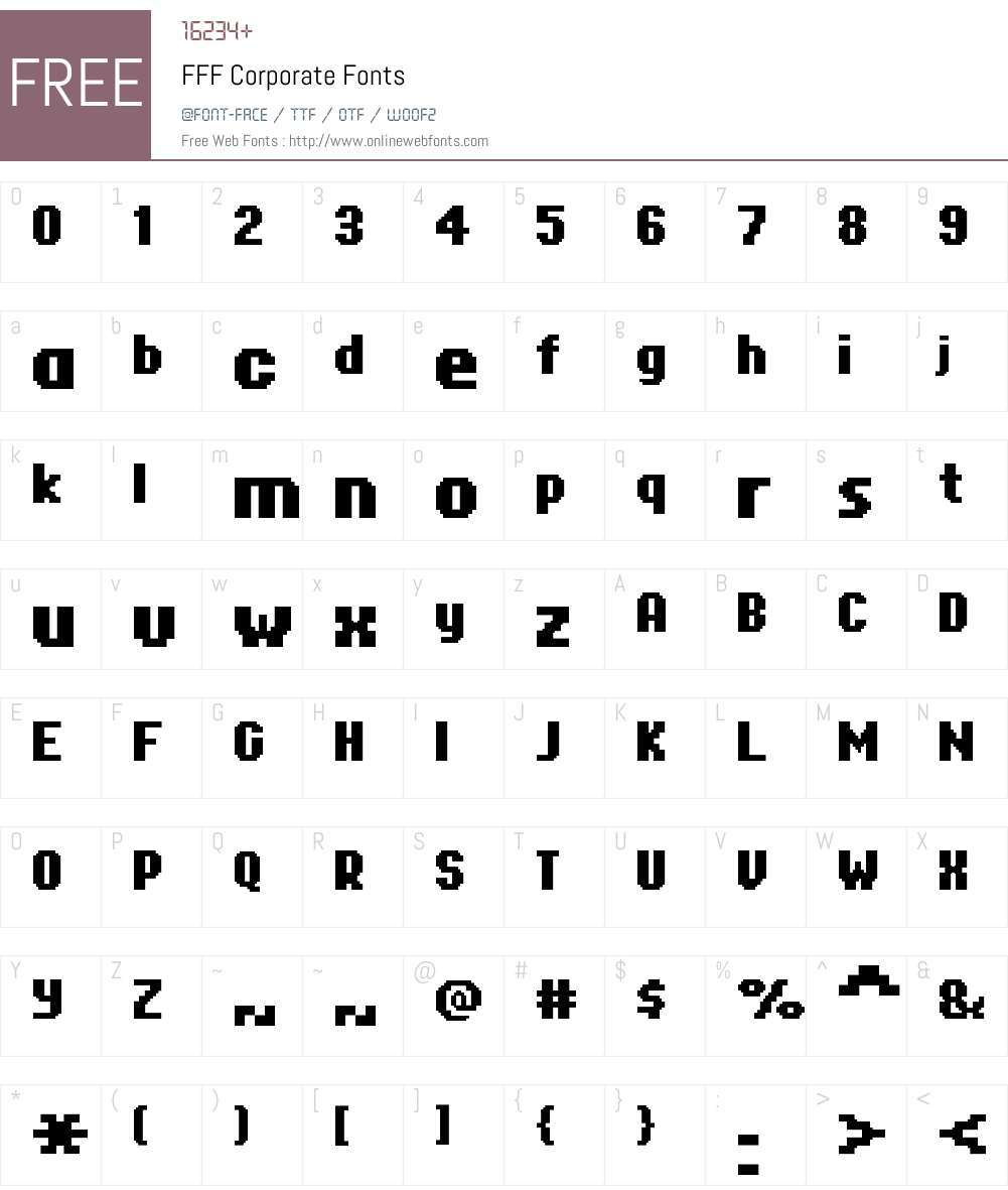 FFF Corporate Font Screenshots