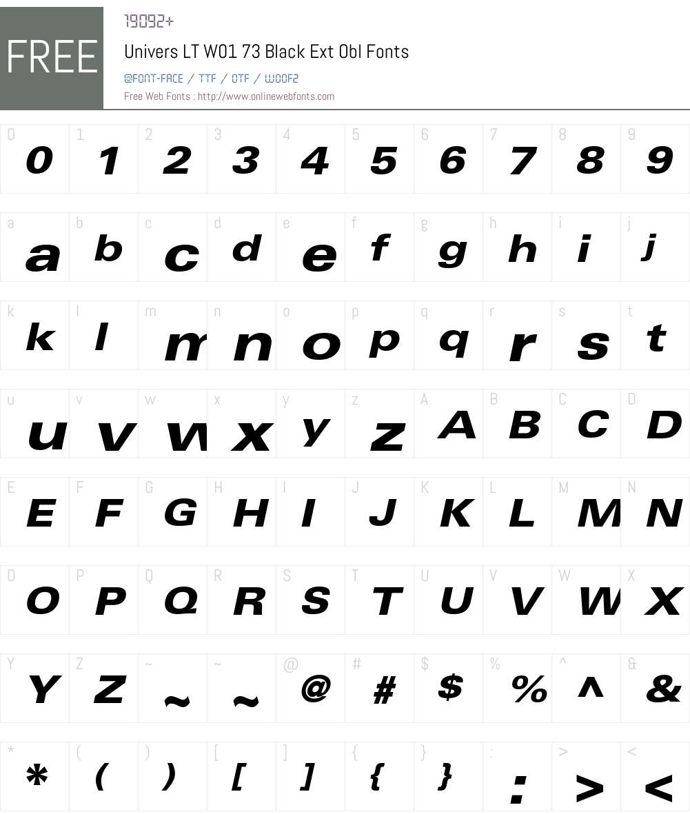 UniversLTW01-73BlackExtObl Font Screenshots