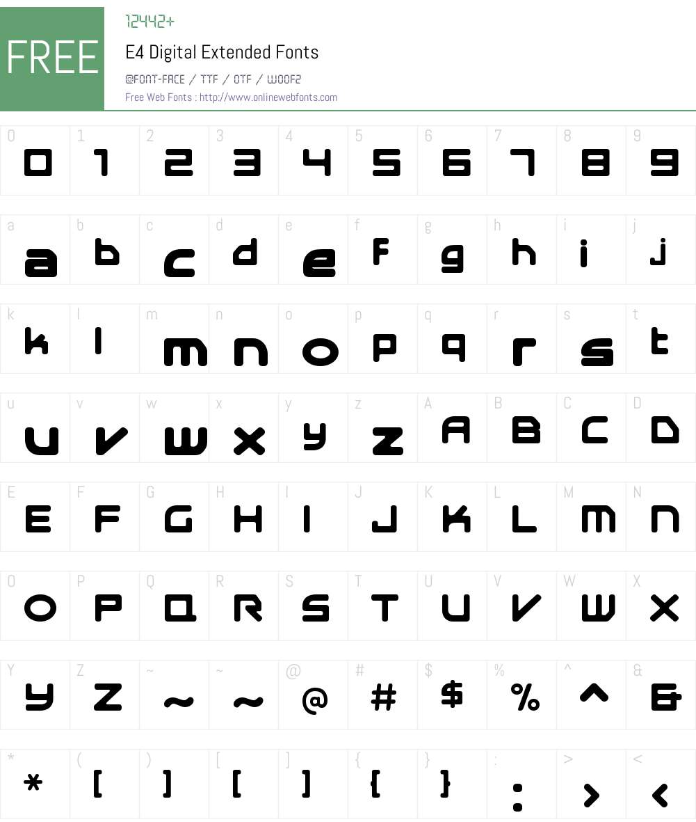 E4 Digital Extended Font Screenshots