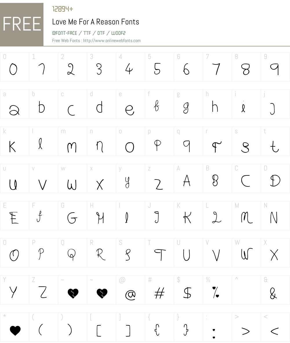 Love Me For A Reason Font Screenshots