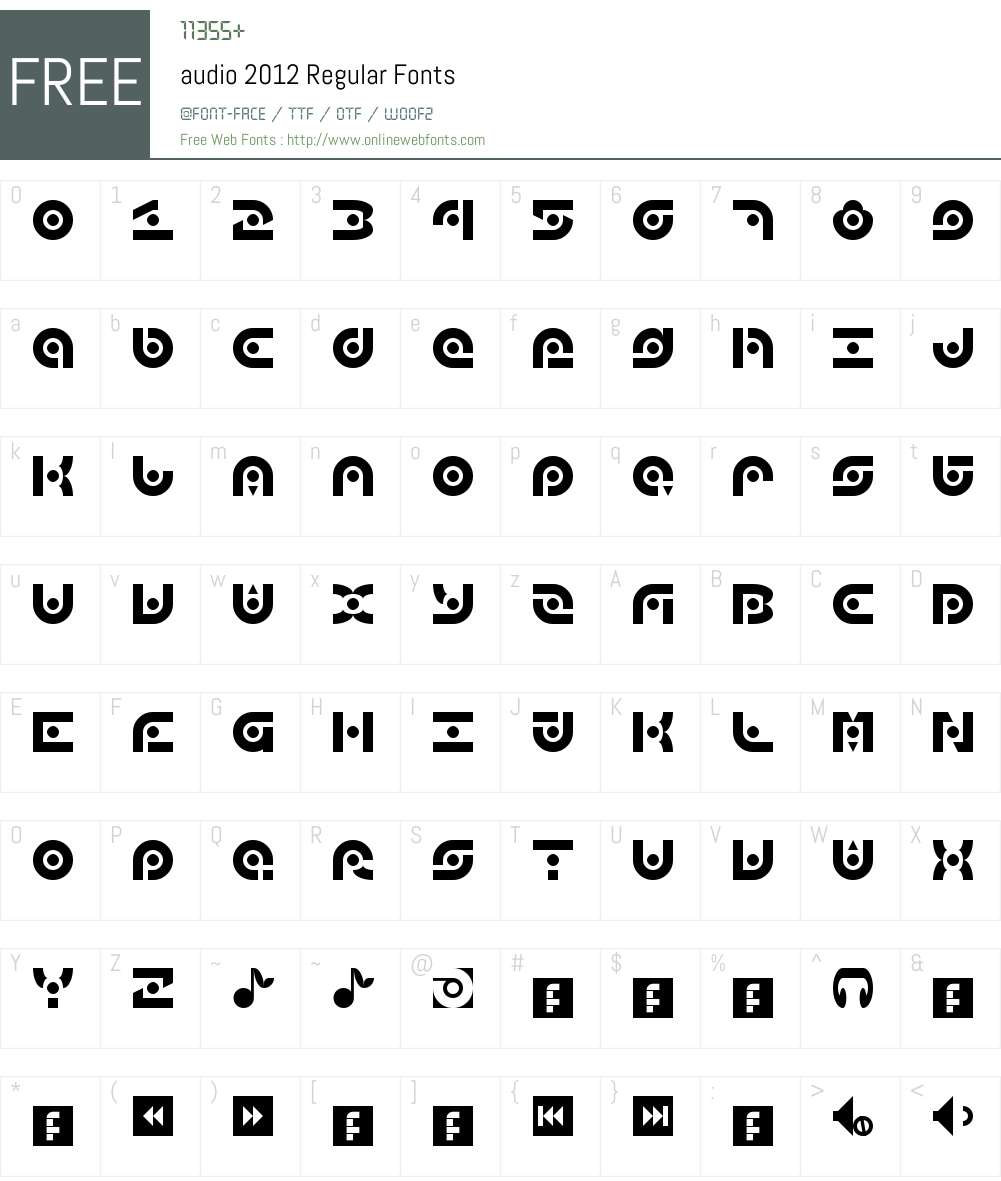 audio 2012 Font Screenshots
