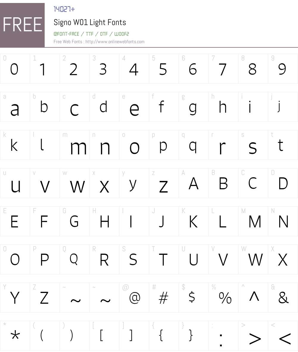 SignoW01-Light Font Screenshots