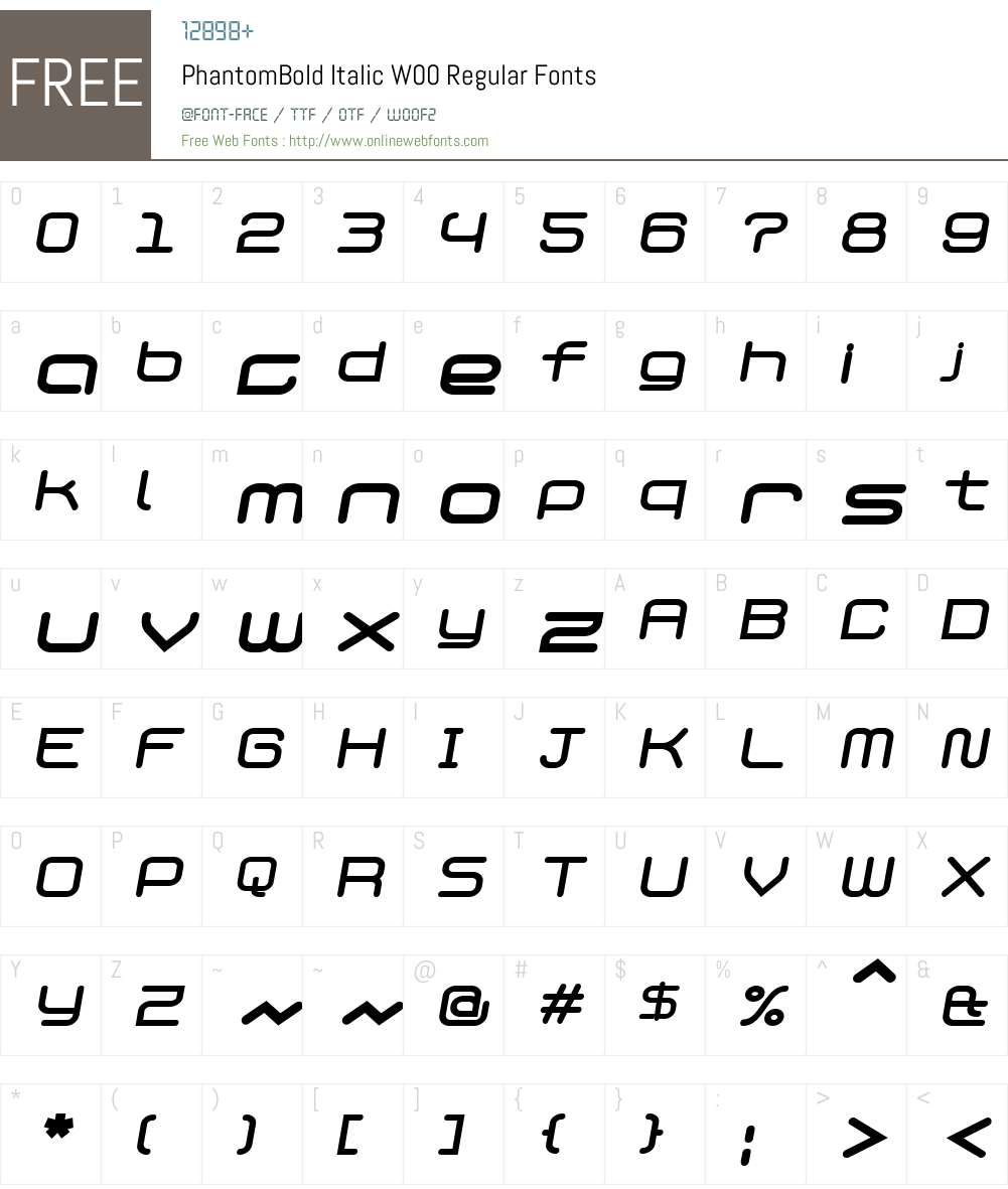 PhantomBold Italic Font Screenshots