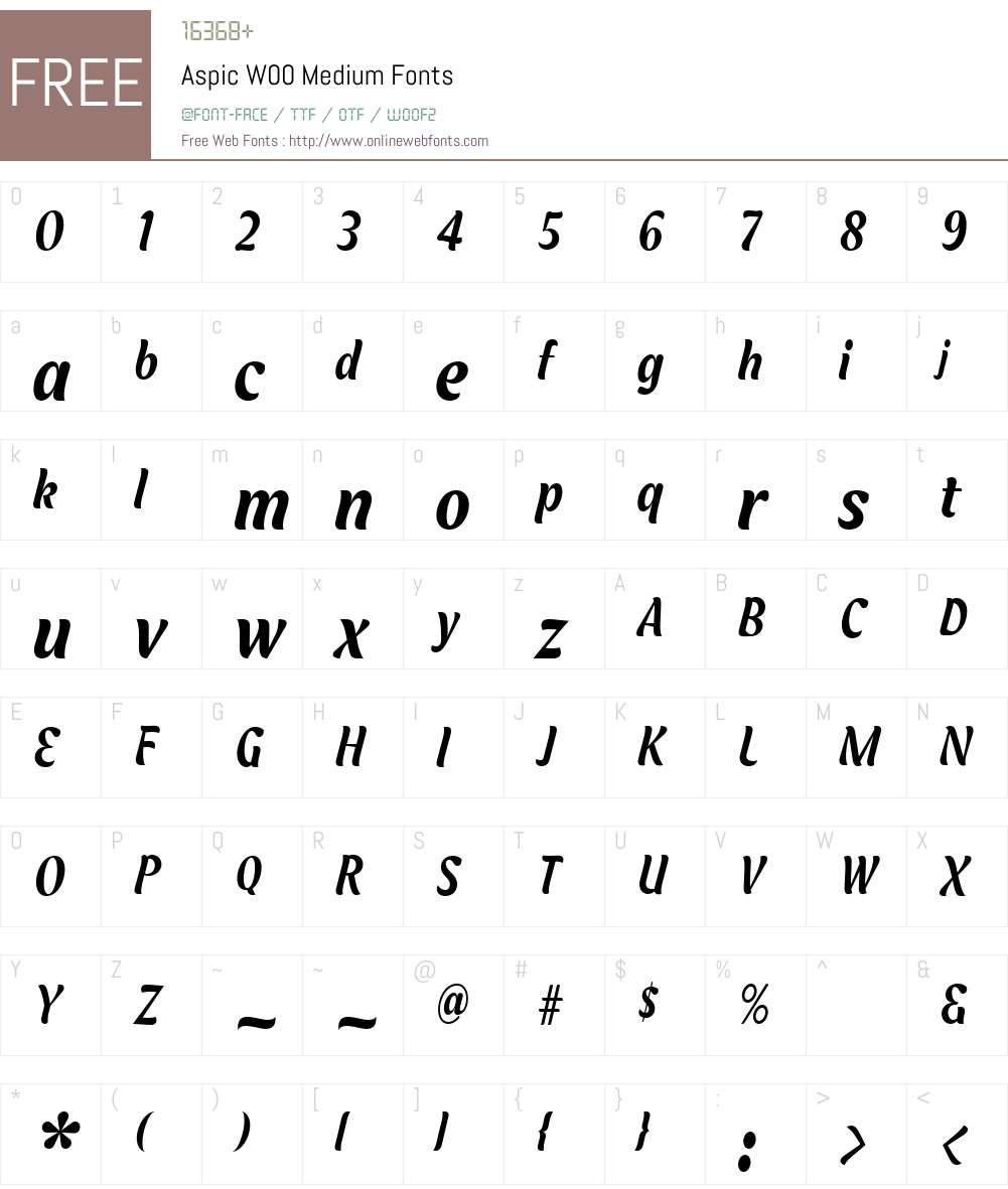 Aspic Font Screenshots