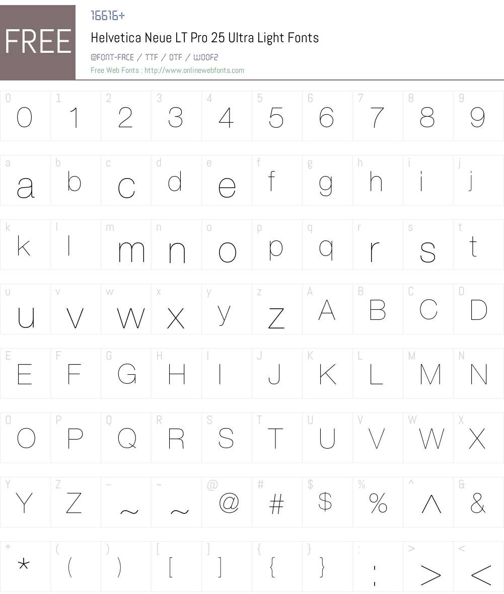 Helvetica Neue LT Pro Font Screenshots