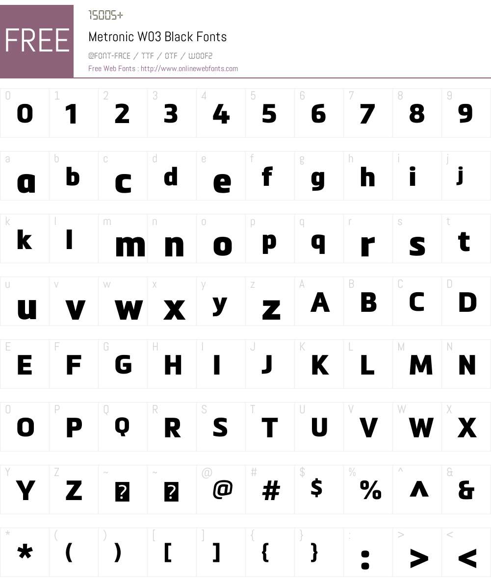 Metronic Font Screenshots