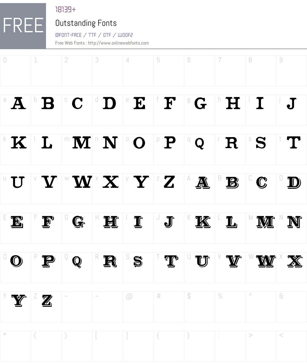 Outstanding Font Screenshots