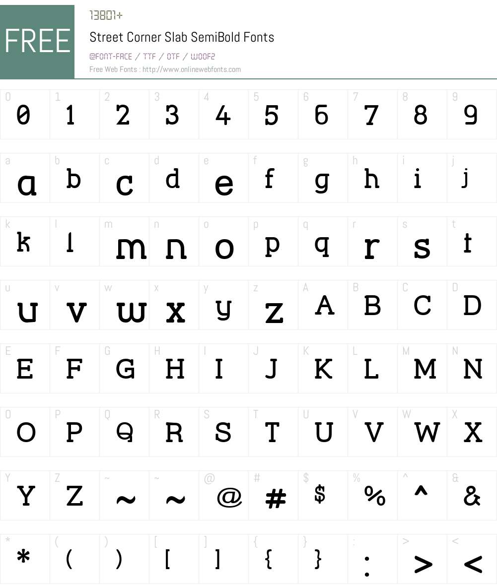 Street Corner Slab SemiBold Font Screenshots