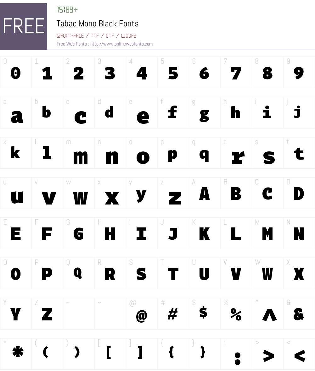 Tabac Mono Black Font Screenshots