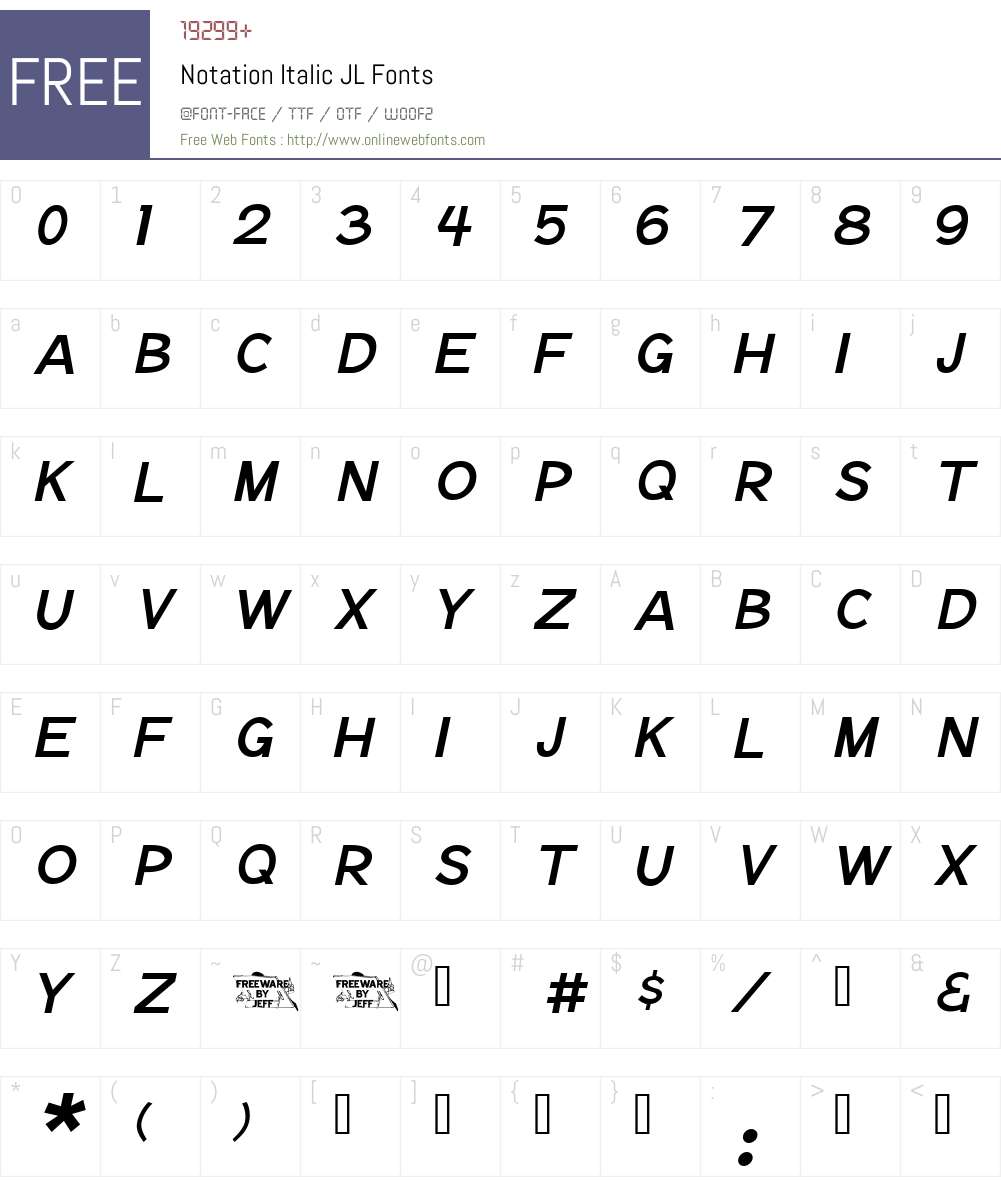 Notation Italic JL Font Screenshots